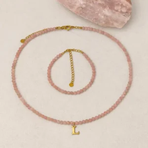 Zestaw z różowym opalem