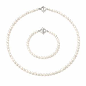 Zestaw bransoletka + naszyjnik z perłą szklaną