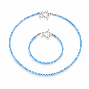 Zestaw bransoletka + naszyjnik z niebieskim topazem